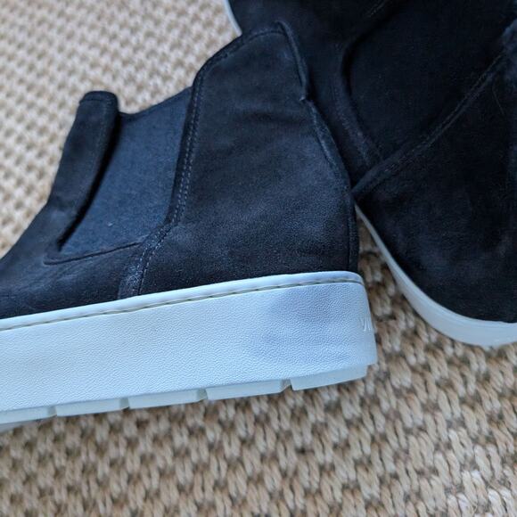 VINCE Warren Platform Boots Black Suede Leather Shearling Fur W Size 11M NWD - Picture 6 of 10